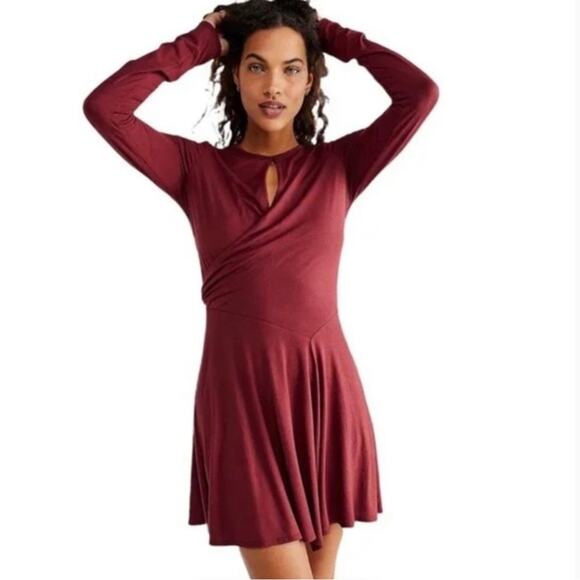 Free People Beach Maroon Vance Wrap Mini Dress women’s size medium - Picture 1 of 8